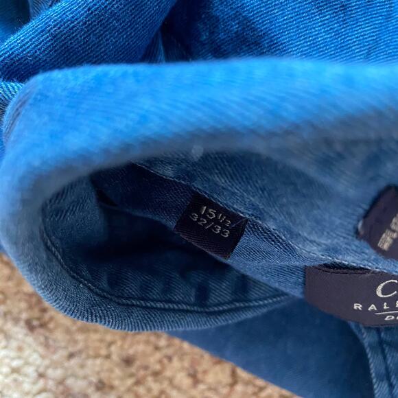 Chaps Ralph Lauren Dress Shirts Button Up Shirt Dark Blue Mens 15.5 32/33 - Picture 6 of 8